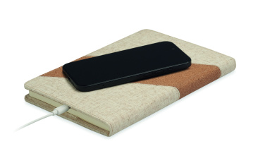 Logo trade promotional merchandise image of: A5 notebook with 15W charger