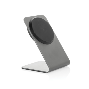Logo trade promotional giveaway photo of: Terra aluminium 15W magnetic wireless charging phone stand