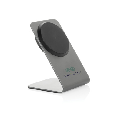 Logo trade business gifts image of: Terra aluminium 15W magnetic wireless charging phone stand