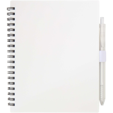 Logotrade promotional merchandise photo of: Niove recycled plastic soft cover notebook and ballpoint pen set (blue ink)