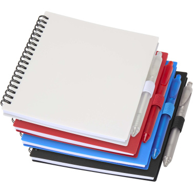Logotrade promotional gift image of: Niove recycled plastic soft cover notebook and ballpoint pen set (blue ink)