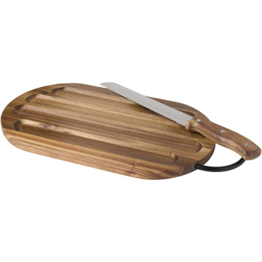 Logotrade advertising product image of: Prestige acacia wood chopping board with bread knife