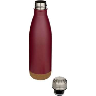 Logotrade promotional giveaway image of: Cove 500 ml double wall vacuum insulated stainless steel water bottle with cork details
