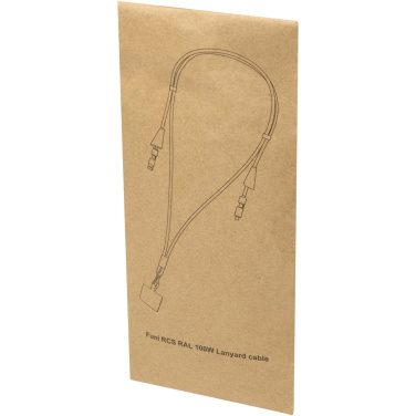 Logotrade promotional merchandise photo of: Funi recycled plastic smartphone lanyard with built-in data sync and 100W fast charge 5-in-1 cable