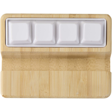 Logo trade promotional items image of: Algol recycled plastic phone stand and fidget toy with bamboo details