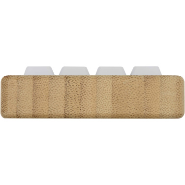 Logo trade promotional merchandise image of: Algol recycled plastic phone stand and fidget toy with bamboo details