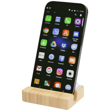 Logotrade advertising product image of: Algol recycled plastic phone stand and fidget toy with bamboo details