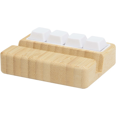 Logotrade promotional gift image of: Algol recycled plastic phone stand and fidget toy with bamboo details