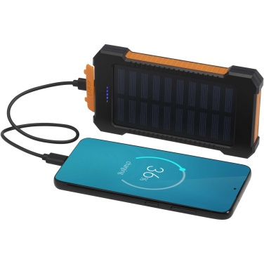 Logotrade promotional gift image of: Altair 5000 mAh 10W recycled plastic rugged solar power bank with built-in torch