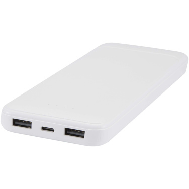 Logo trade corporate gifts picture of: Adhil 10.000 mAh 10W recycled plastic power bank with 2 built-in cables
