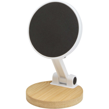 Logotrade promotional merchandise picture of: Alcor recycled plastic foldeable magnetic phone stand with bamboo details