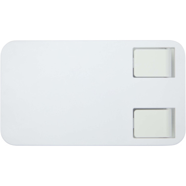 Logo trade promotional merchandise photo of: Alhena recycled plastic foldeable phone holder with metal desk stand