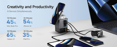 Logotrade promotional gift image of: Urban Vitamin Sacramento 105W GAN charger+retractable cables