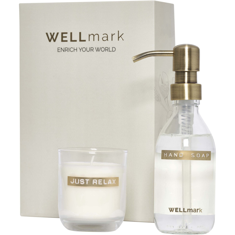 Logotrade promotional merchandise picture of: Wellmark Discovery 250 ml hand soap dispenser and 150 g scented candle set