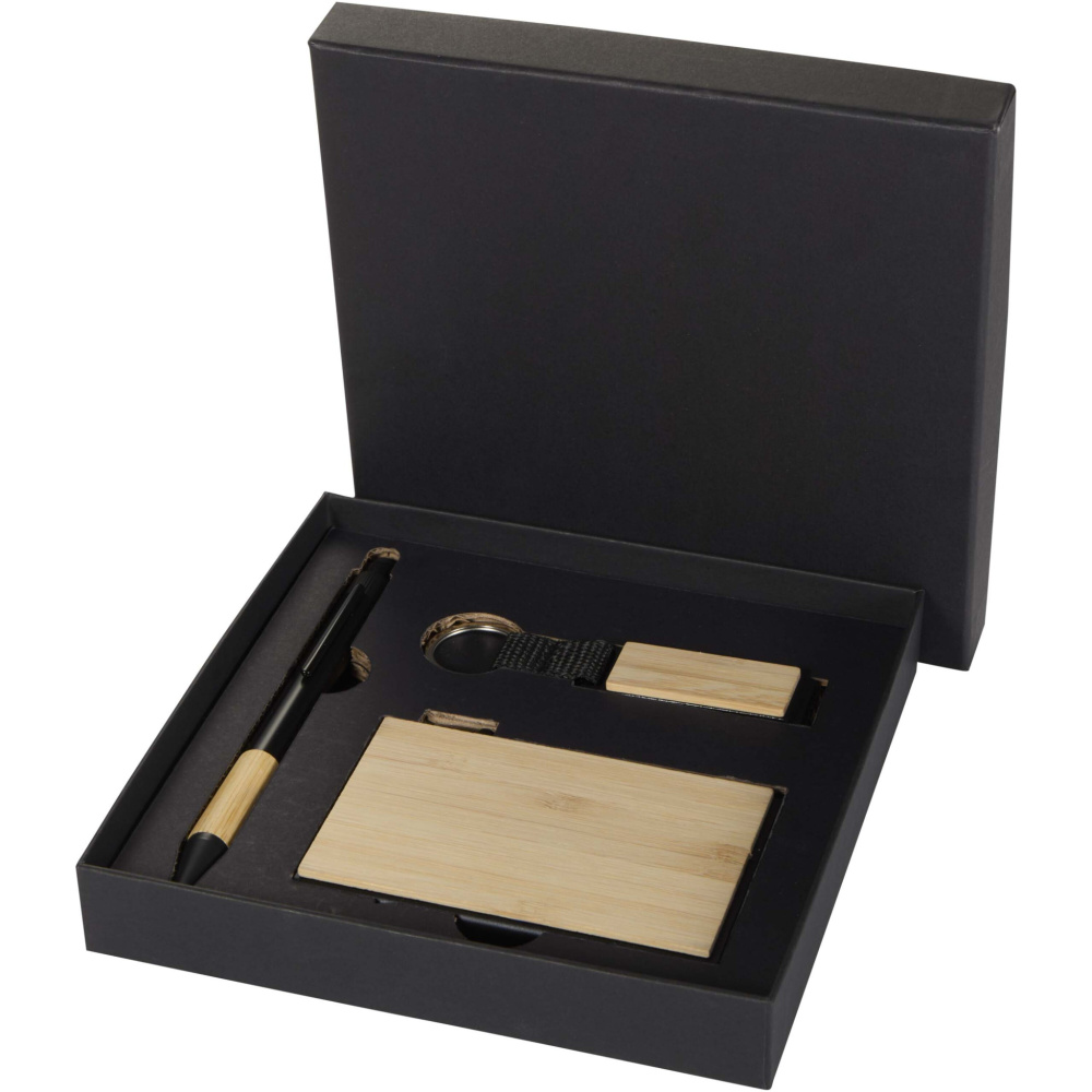 Logo trade promotional giveaway photo of: Minka RCS recycled aluminium ballpoint pen, keychain and RFID card holder gift set