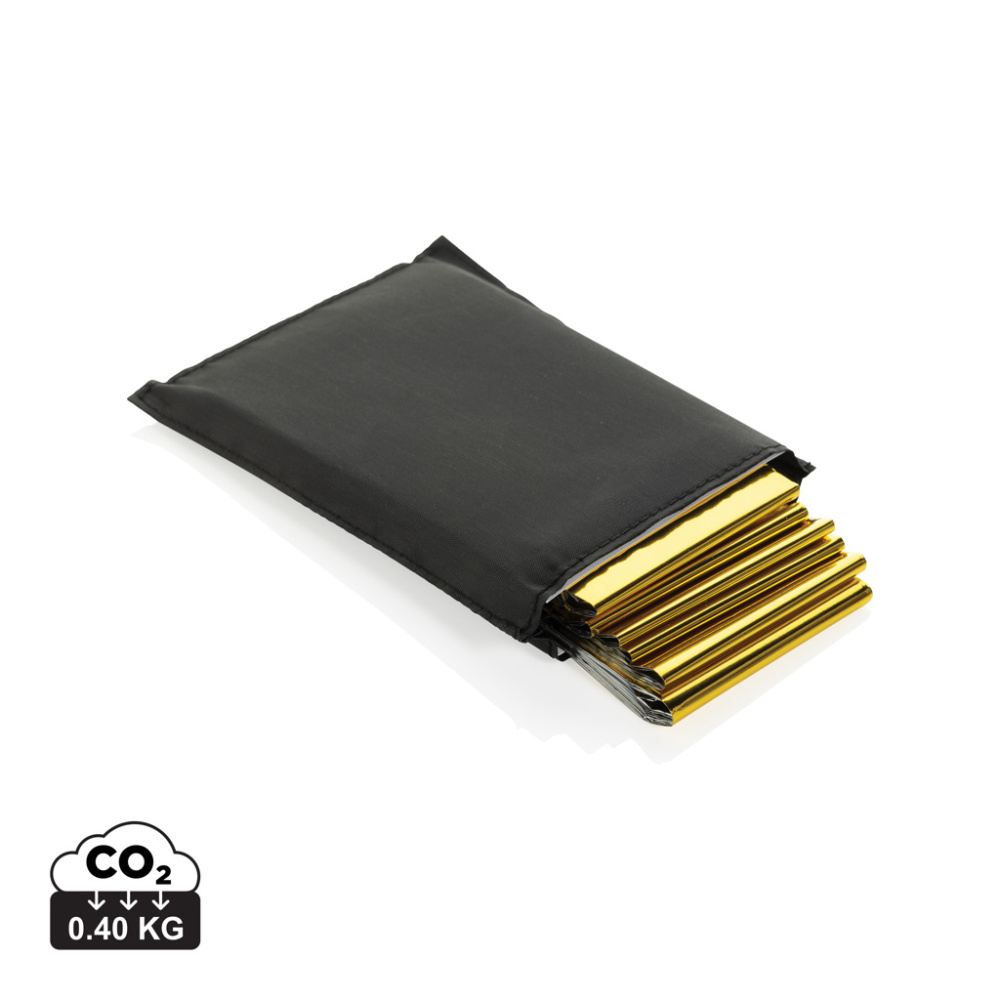 Logo trade promotional giveaway photo of: Solra emergency blanket in RCS recycled RPET pouch