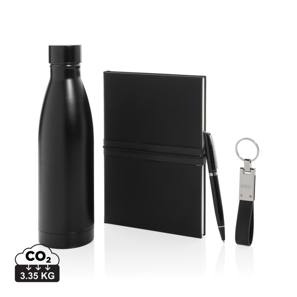 Logo trade promotional gifts image of: Swiss Peak RCS deluxe business gift set w/ water bottle