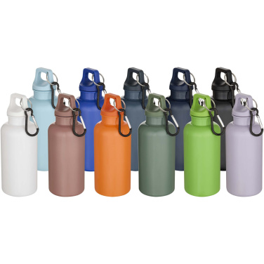 Logotrade promotional giveaway picture of: Oregon 400 ml solid colour RCS recycled plastic water bottle with carabiner