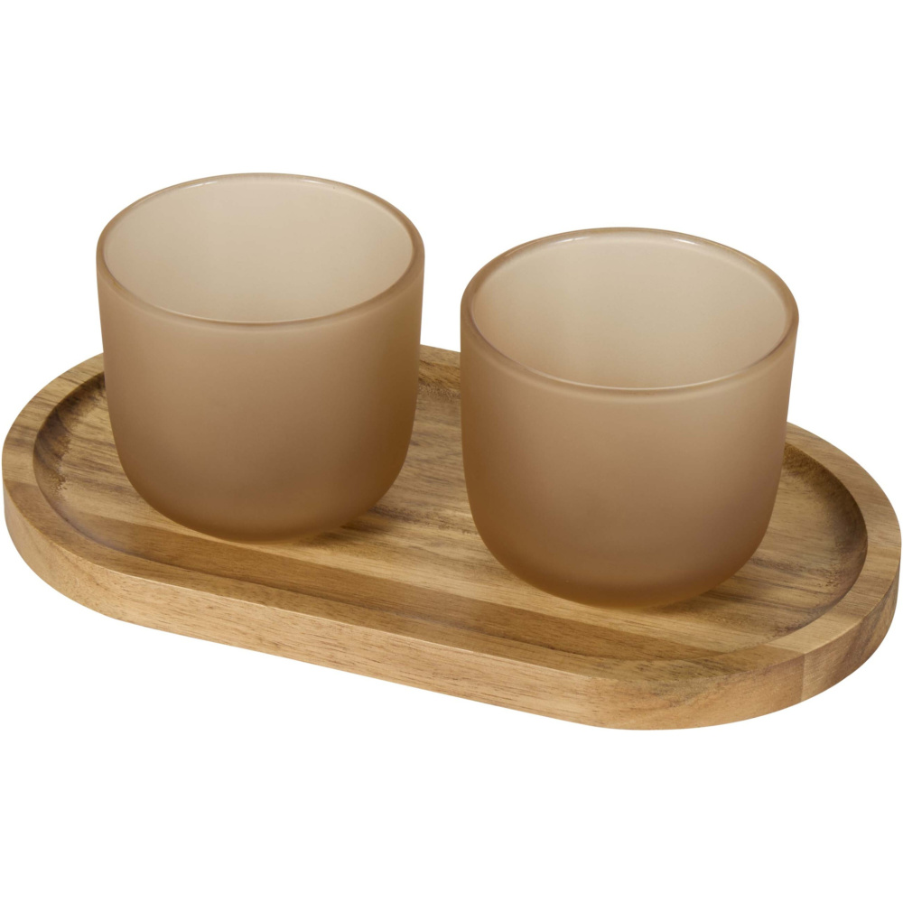 Logo trade promotional item photo of: Male wooden serving tray and glass cups set