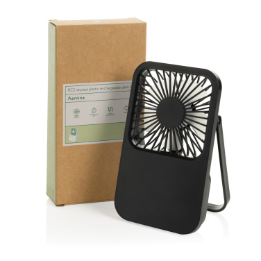 Logo trade business gifts image of: Aervina RCS recycled plastic re-chargeable desk fan