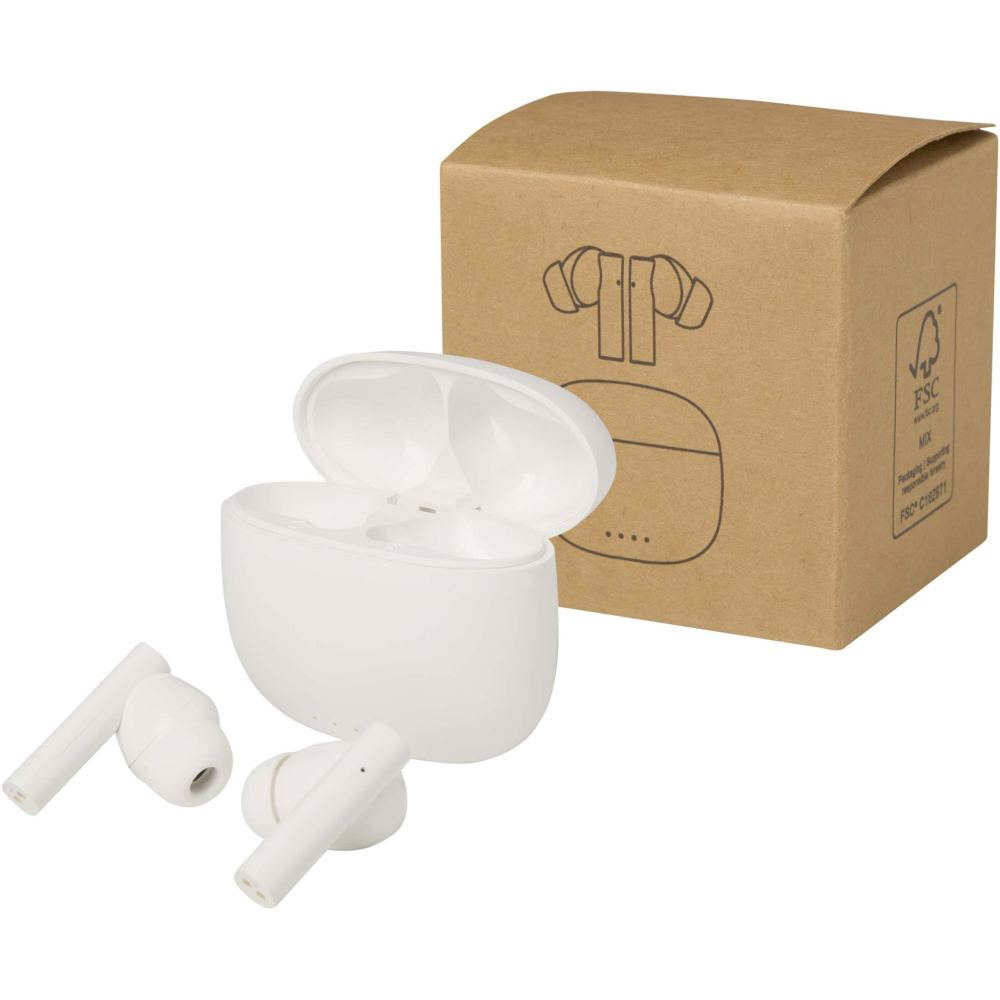 Logotrade corporate gift picture of: Alterf recycled plastic True Wireless Bluetooth® headset with silicone eartips