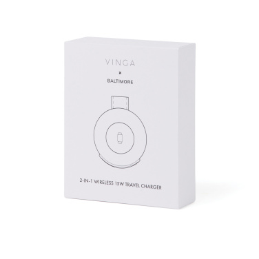 Logo trade promotional gifts picture of: VINGA Baltimore RCS 2-in-1 Wireless 15W Travel Charger