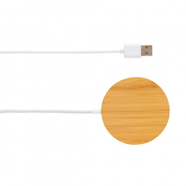Logo trade ärikingituse pilt: 10 W bambusest magnetiline juhtmevaba laadija