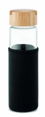 Logo trade reklaamtoote pilt: Klaaspudeli bambusest kaas 600ml