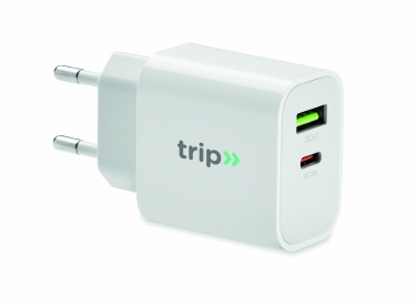 Logotrade ärikingituse foto: 18W 2 pordiga USB laadija EU pistik