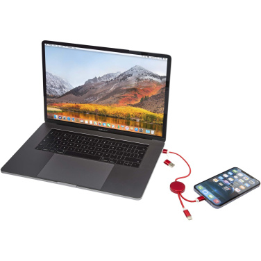 Logotrade ärikingi foto: Punane Alasia 5-in-1 taaskasutatud alumiiniumist ja plastikust kiirlaadimiskaabel