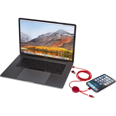 Logo trade reklaamkingid foto: Punane Alasia 5-in-1 taaskasutatud alumiiniumist ja plastikust 150 cm kiirlaadimiskaabel