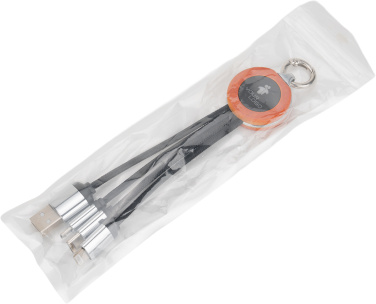 Logotrade firmakingituse foto: 4-ühes kaabel puidust korpuses helendava logoga