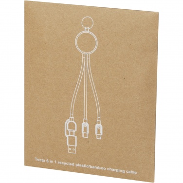 Logo trade liikelahja mainoslahja tuotekuva: Tecta 6-in-1 kierrätysmuovista ja bambusta valmistettu latauskaapeli avaimenperällä