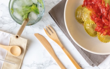 Logo trade mainoslahja kuva: Uudelleenkäytettävä bambuaterinsarja