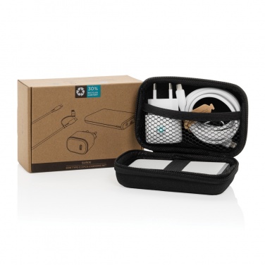 Logo trade mainoslahja kuva: Surge RCS kierrätetty PET 20W tyyppi C lataussetti 3 kpl