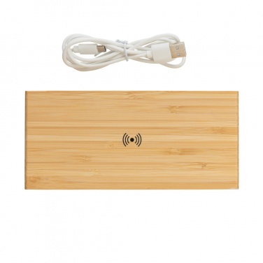 Logo trade liikelahja mainoslahja tuotekuva: Herätyskello ja 5W langaton laturi bambusta