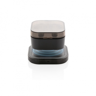 Logo trade liikelahja mainoslahja tuotekuva: Mustat TWS-kuulokkeet ja langaton latauskotelo