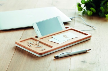 Logo trade liikelahjat mainoslahjat kuva: Bambu langaton laturi 5W MALABAR