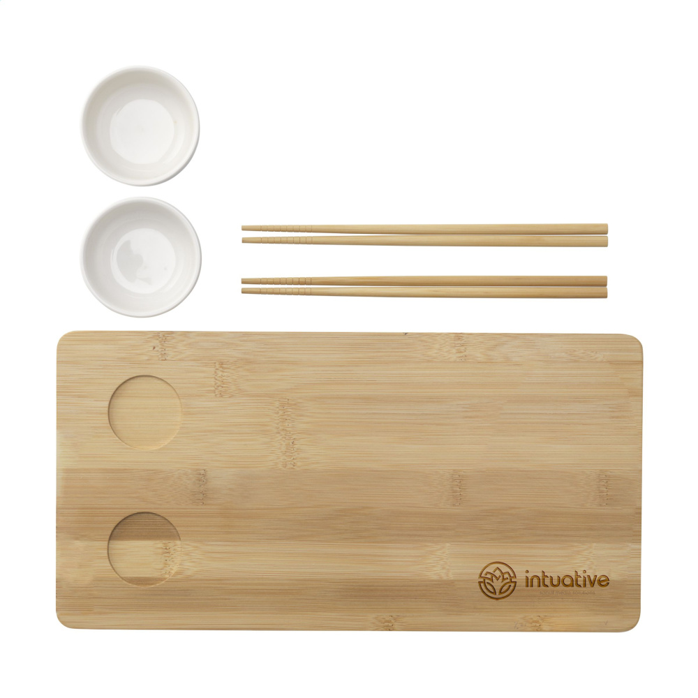 Logo trade mainoslahja ja liikelahja tuotekuva: Temaki Bamboo Sushi Tray lahjasetti
