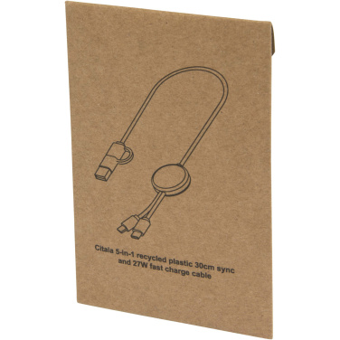 Logotrade mainostuote tuotekuva: Citala kierrätysmuovinen 30 cm:n ja 27W:n datasynkronoiva 5-in-1-pikalatauskaapeli