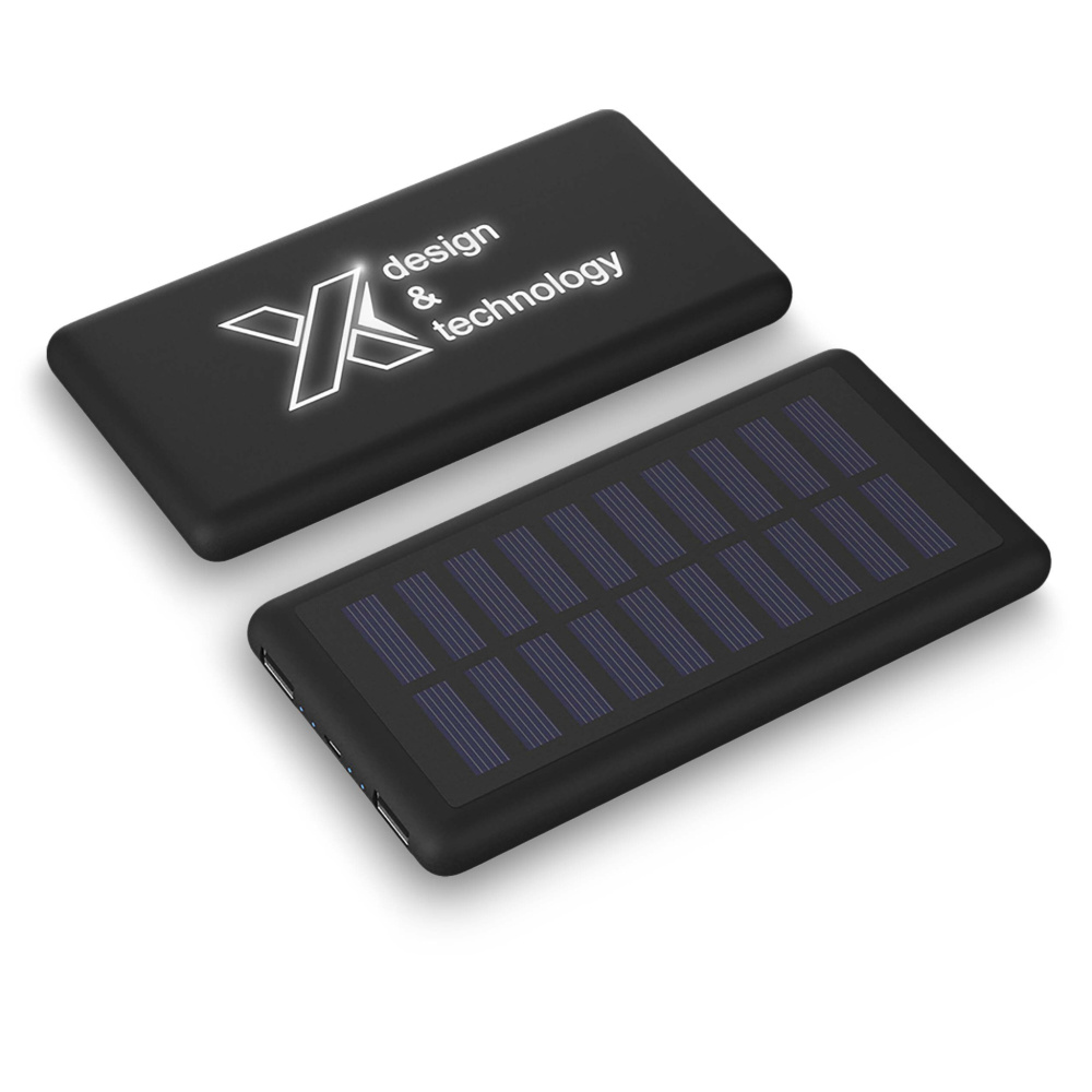 Logo trade liikelahja mainoslahja tuotekuva: SCX.design P30 8000 mAh solar varavirtalähde, valaistuva