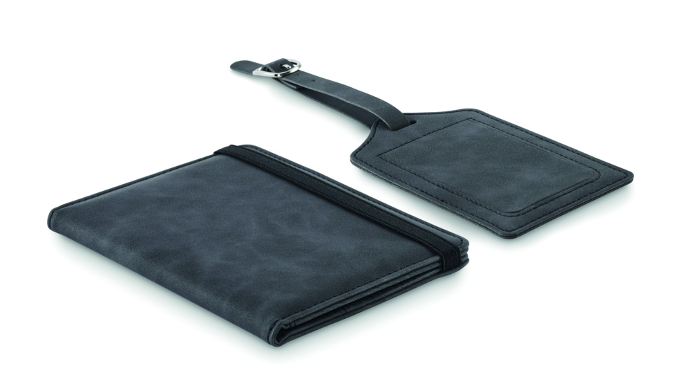 Logo trade liikelahja mainoslahja tuotekuva: Passinkannet ja matkalaukku tagi