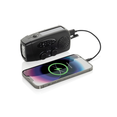 Logo trade mainoslahja kuva: RescueWave hätätilaradio, valmistettu RCS-kierrätysmuovista.