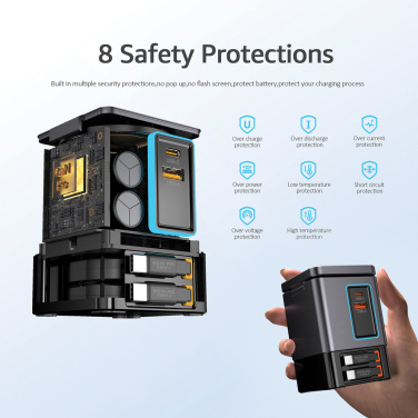 Logo trade mainoslahja ja liikelahja tuotekuva: Urban Vitamin Sacramento 105WGAN -laturi, kaapelit