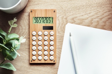 Logotrade dovana nuotrauka: 8 skaitmenų bambuko skaičiuotuvas