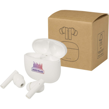 Logotrade reklaminės dovanos nuotrauka: „Alterf“ perdirbto plastiko „True Wireless Bluetooth®“ ausinės su silikoniniais ausų antgaliais