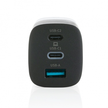 Logotrade biznesa dāvanas foto: Philips 65 W īpaši ātrs PD 3 portu USB sienas lādētājs