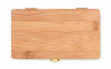 Logotrade korporatīvās dāvanas foto: 21 gab. instrumentu komplekts bambusa maciņā