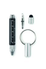 Key ring with twist action pen