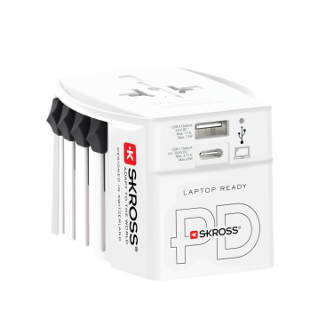 Logotrade profilprodukter bild: SKROSS World Travel Adapter MUV 65W PD med USB C-kabel